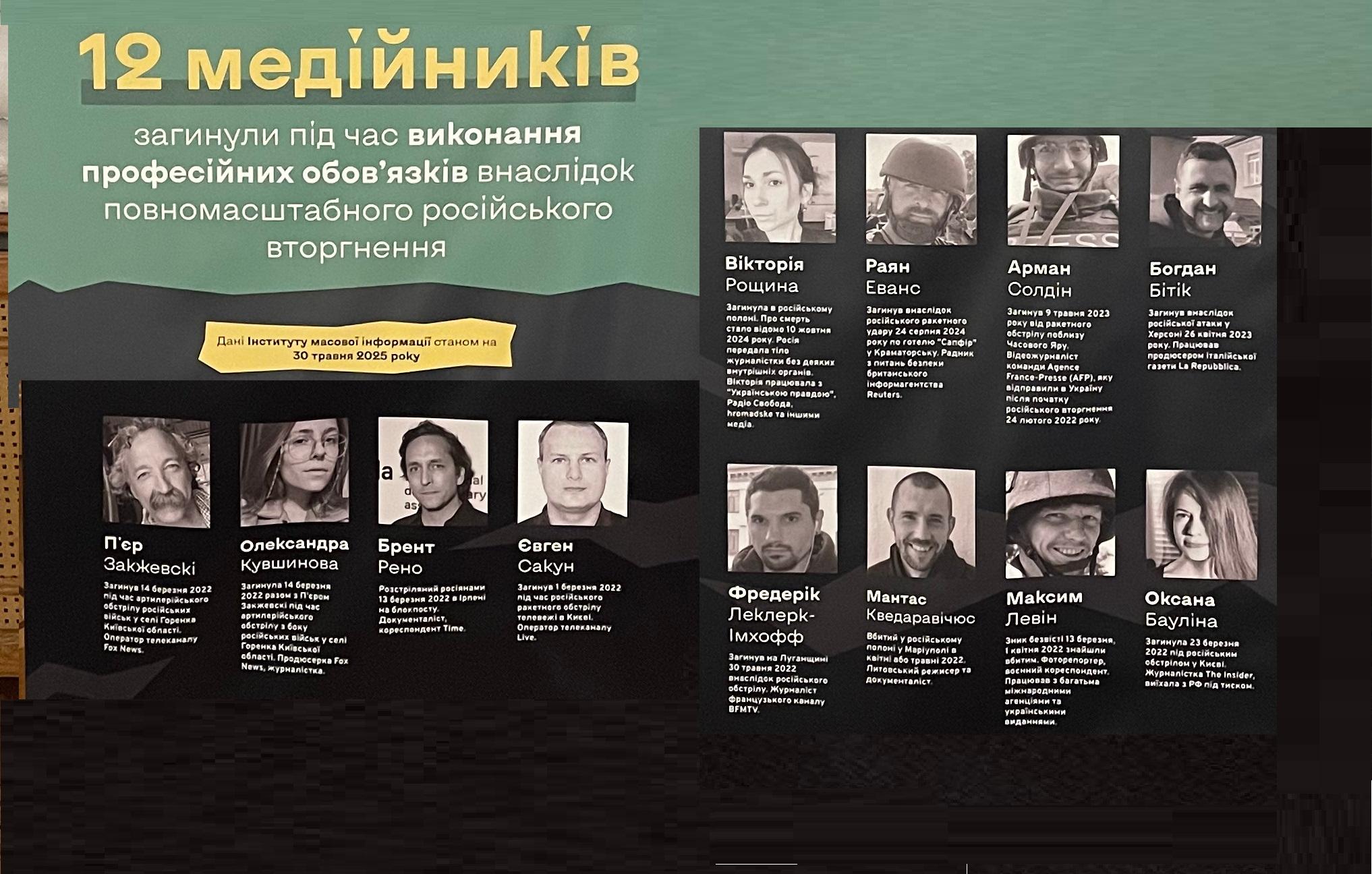 У Раді діє виставка про медійників, які загинули внаслідок війни або перебувають у полоні