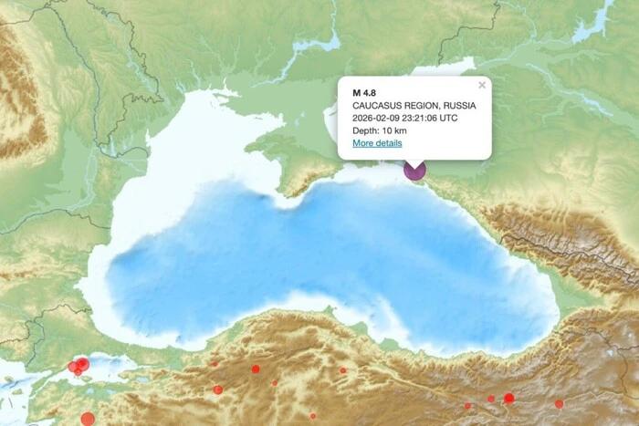 У Краснодарському краї РФ стався землетрус магнітудою 4,8