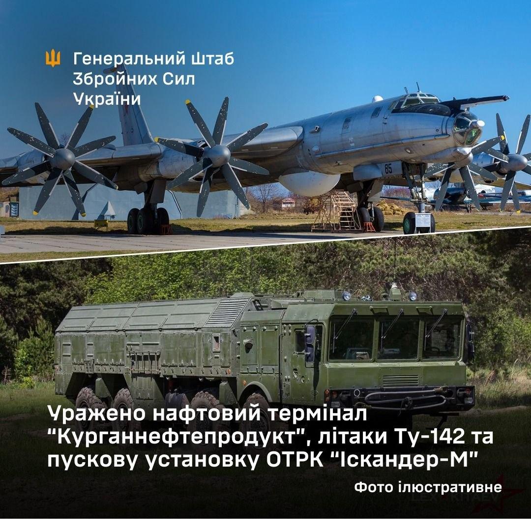 ЗСУ уразили нафтовий термінал, літаки Ту-142 та пускову установку «Іскандер-М»